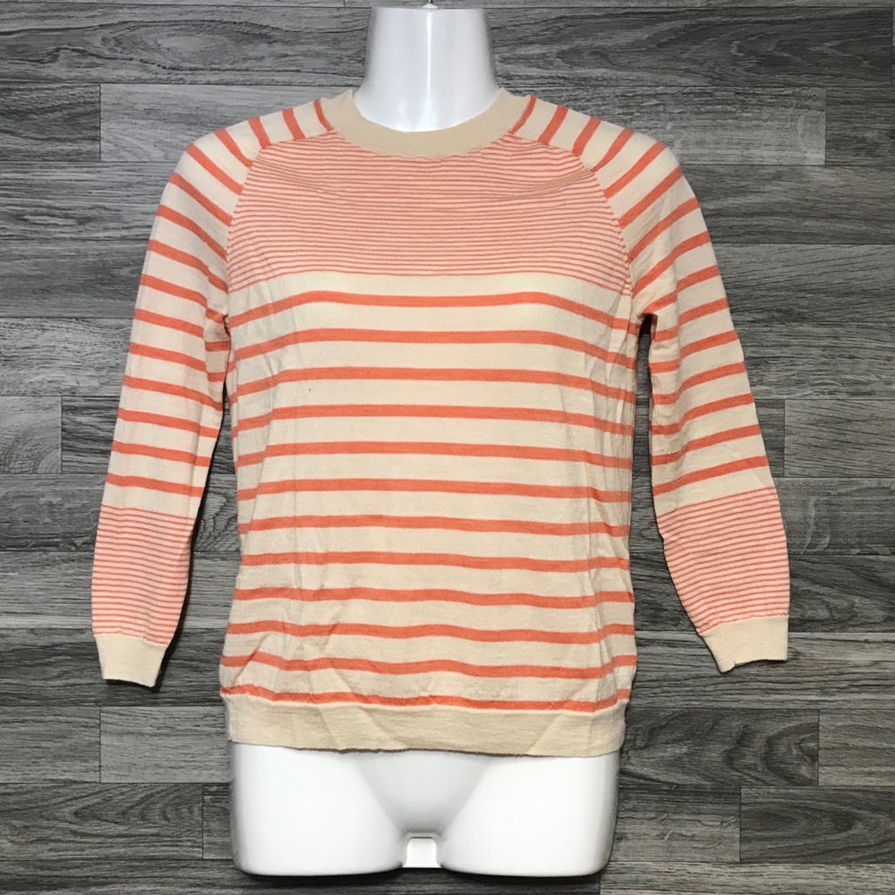 Fossil Orange Cream Wool Short Sleeve Sweater